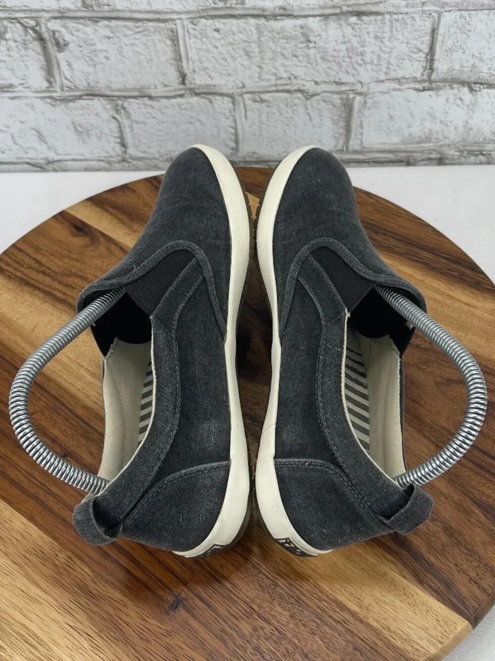 Taos Dandy Womens 8.5 Charcoal Gray Washed Canvas Slip On Comfort Shoes DND13455